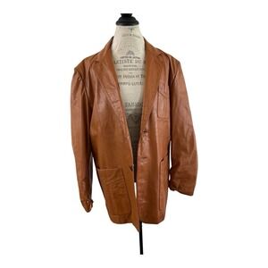 Vintage Retro 1970s Casablanca Mens Brown Leather Jacket - Size 46 EUC